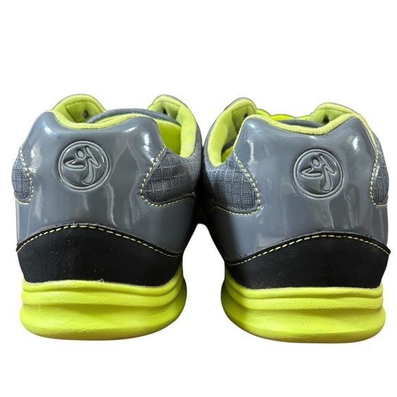 Zumba Fitness Gray Gloss & Volt Yellow Logo Sneakers, Size 9 - Picture 7 of 9